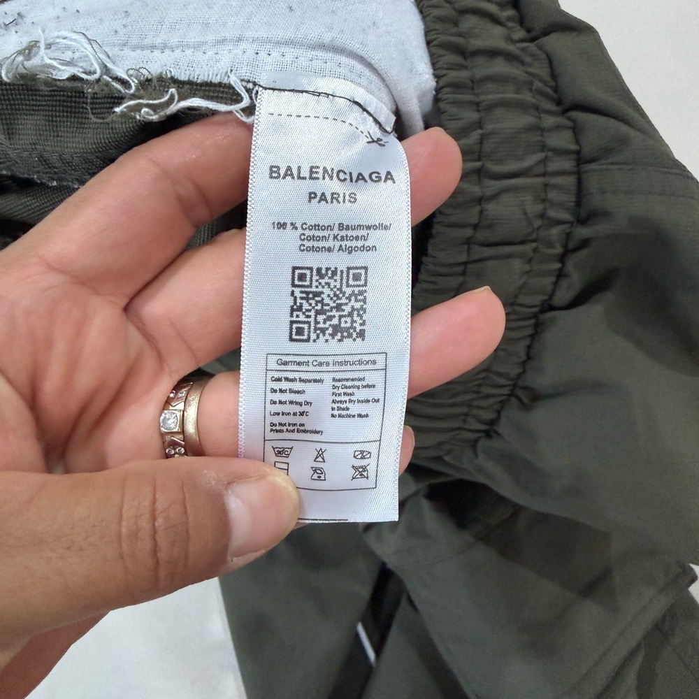 Balenciaga Olive Green Cargo Pants with Reflective Trim - Picture 5 of 6